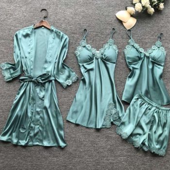 Set cadou 4 piese mătase Turquoise