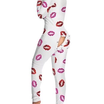 Pijama sexy cu capse la spate, model Buze