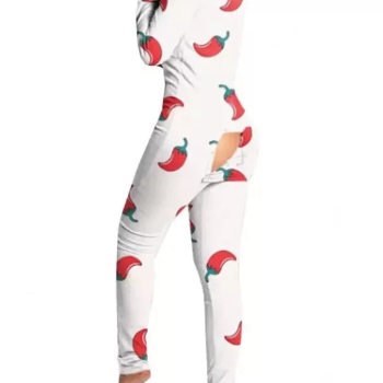 Pijama sexy cu capse la spate, model Ardei